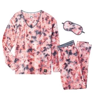 DKNY Sleep Jogger Set with Eye Mask, M, Pink Tie-dye, NWT